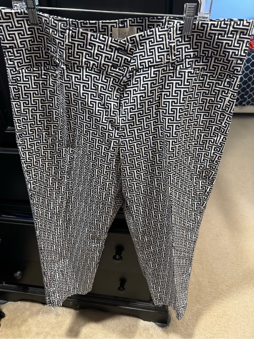 LOFT women Black & White Geometric Dress Pants